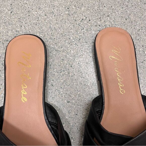 Matisse Pressure Slide Sandals Slip On Black Leather Flats 9 - Picture 4 of 8